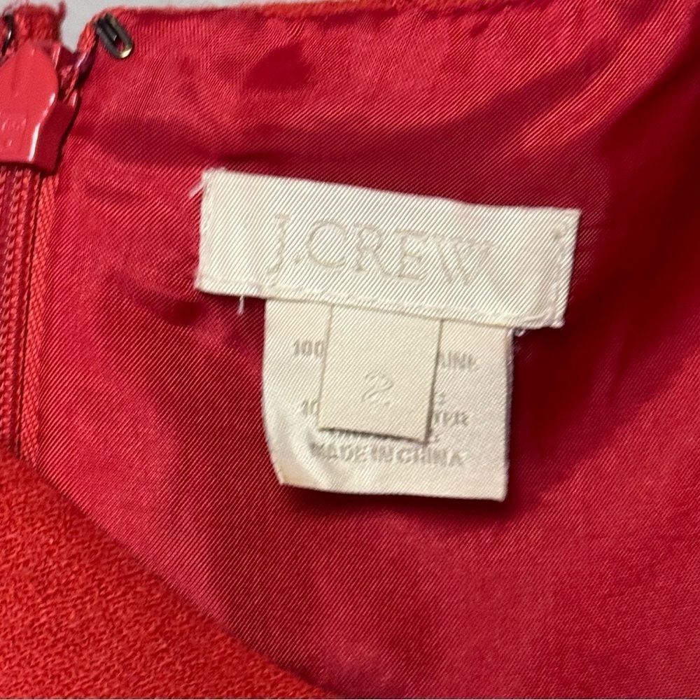 J Crew Crepe Origami Sheath wool dress size 2 red orange women’s - Picture 3 of 4
